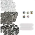 Vevor 500 sett 1,25 tommer 32 mm bakknappdeler, DIY runde knappdeler til merke, sett inkluderer metalltopp, plast-/metallknapp, klar film og blankt papir til gaver, maskin ikke inkludert