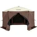 Vevor Pop-up-paviljongtelt, pop-up-skjermtelt med 6 sider, solskjerming, 6 avtakbare vindduker og nettingvinduer, 12,5 x 12,5 fot hurtigsett med myggnetting, brun