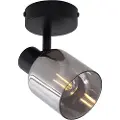 QAZQA Moderne taklampe sort med rundt røykglass - Cilin
