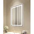 Vevor LED-baderomsspeil, 60 x 80 cm LED-sminkespeil med frontbelysning og bakgrunnsbelysning, antidugg-minnespeil med lys, trinnløs temperaturdimbar baderomsspeil i 3 farger, veggmontert