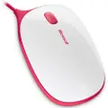 Microsoft Express Mouse - Mus - høyre- og venstrehåndet - optisk - 3 knapper - kablet - USB - hvit, rød