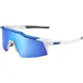 100% 100 % briller 100 % SPEEDCRAFT SL Matt hvit/metallisk blå - HiPER blå flerlags speillinse (blå flerlags speillinse LT 15 % + transparent linse LT 93 %) (NY 2021)