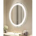 Vevor LED baderomsspeil, 60 cm LED rundt sminkespeil med frontbelysning og bakgrunnsbelysning, antiduggspeil med minne og lys, trinnløs temperaturdimbar speil i 3 farger, veggmontert