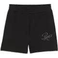 Puma ESS SCRIPT 5"High-Waist Shorts Women, Clothing, Black, XL