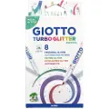 Giotto Glimmer Tusser (Turbo Glitter) med 8 stk. Pastellfarger - vannbasert blekk