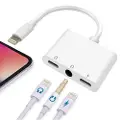 24hShop Hodetelefon og ladedapter 2xLightning + 3,5mm til Lightning
