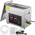 Vevor ultralydrenser med digital timer og varmeelement, profesjonell ultrasonisk smykkerenser, oppvarmet rengjøringsmaskin i rustfritt stål for briller, klokkeringer, små deler, kretskort (6L)