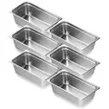 Vevor 6-pakning hotellpanner, full størrelse anti-jam damppanne, 0,8 mm tykk rustfritt stål restaurant dampbordpanne, 6-tommers dyp kommersiell bordpanne, catering oppbevaringsmatpanne, for industri o