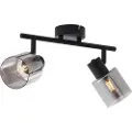 QAZQA Moderne taklampe sort med runde røykglass 2-lys - Cilin