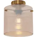 QAZQA Art Deco taklampe messing med ravglass - Laura