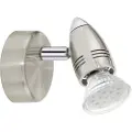 Eglo Magnum - Vegg/tak-spotlys - LED-pære for søkelys - GU10 - 2.8 W - klasse F - varmt hvitt lys - 3000 K - rund - satin-nikkel, krom (detaljer)