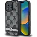 DKNY iPhone 16 Pro Rutete Mønster og Stripe Deksel - Svart