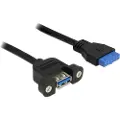 DeLOCK USB 3.0 Pin Header - Intern-til-ekstern USB-kabel - USB-type A (hunn) til 19-pins USB 3.0-plugg (hunn) - 50 cm - svart