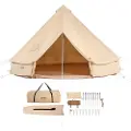 Vevor Lerretsklokketelt, 4 sesonger 3 m/9,8 fot Yurt-telt, Lerretstelt for camping med komfyruttak, pustende telt med plass til opptil 4 personer, familiecamping utendørs jaktselskap