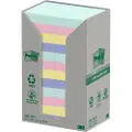3M Post-it 653-1RPT - Noter - 38 x 51 mm - 2400 ark (24 x 100) - blå, grønn, lysegrønn, grå