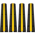 Vevor 4-pakning med 1-kanals gummikabelbeskytterramper 102 x 15,5 x 3 cm kraftig 8164,7 kg lastekapasitet kabelledning ledningsdeksel rampe fartshump innkjørsel slange kabelrampe beskyttelsesdeksel