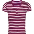 Tommy Hilfiger for woman. DW0DW19502 TJW SLIM BUTTON RIB C-NECK SS burgundy (M), Casual, Short sleeve, Organic Cotton, Sustainable