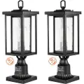 Vevor 2-pakning utendørs lyktestolpelys fra Dusk to Dawn, 450 mm, vanntette lyktestolpelysarmaturer med 3,5 tommers glassskjerm for montering på brygge, lynsikker utendørs stanglys for terrasse, hages