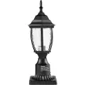 Vevor Dusk to Dawn utendørs stolpelampe, 400 mm høyde, vanntett lyktestolpelampe med 3,5 tommers glassskjerm for montering på brygge, lynsikker utendørs stolpelampe for terrasse/hage/sti