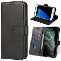24hShop Elegant Svart Flipdeksel med Stativ for Xiaomi Redmi 13C – Magnetlås og Kortoppbevaring