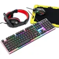24hShop Gaming-sett med LED-tastatur, hodesett, mus og musematte