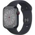 Apple Watch Series 8 (GPS + Cellular) - 45 mm - midnattsaluminium - smartklokke med sportsbånd - fluorelastomer - midnatt - båndbredde: Regular - 32 GB - Wi-Fi, LTE, Bluetooth, UWB - 4G - 38.8 g