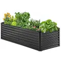 Vevor Metallhevet hagebed, 6 x 3 x 2 fot utendørs galvanisert plantekasse, med åpen bunn, stor plantekasse hevet bed for hagearbeid av grønnsaker, blomster, urter og sukkulenter, mørkegrå
