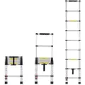 Vevor Teleskopstige, 8,5FT Lettvektsstige i Aluminium, Sammenleggbar Stige med En Knapp, Kapasitet 375 LBS med Sklisikre Føtter, Bærbare Kompakte Stiger for Hjem, RV, Loft
