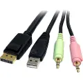 StarTech.com 4-in-1 USB DisplayPort KVM Switch Cable w/ Audio & Microphone - video / USB / lydkabel