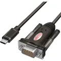 UNITEK Y-1105K - USB / seriell-kabel - 24 pin USB-C (hann) til RS-232 (hann) - 1.5 m - tommelskruer, USB-strøm - svart
