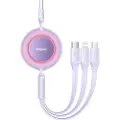 Baseus Bright Mirror 3, USB 3-i-1-kabel for mikro-USB / USB-C / Lightning 66W / 2A 1,1 m (lilla)