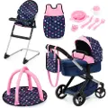 Bayer Design Kombi Dukkevogn XEO deluxe Sæt, blå/pink