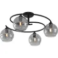 QAZQA Moderne taklampe sort med røykglass 4-lys - Alanis