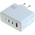 24hShop USB-lader med GaN-teknologi, 2x USB-C PD og 1x USB-A - opptil 100 W