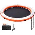 Vevor Oppblåsbar Flytebrygge, Ø8FT Oppblåsbar Bryggeplattform med Ø5FT Trampolinnettbasseng, Sklisikker Flyteplattform Vannmatte med Bærbar Veske og Avtakbar Stige for Avslapning ved Basseng og Strand