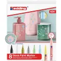 Edding 751, Sort, Blå, Gull, Grønn, Rosa, Sølv, Hvit, Gult, Flerfarget, Pastel Yellow, Pastel Green, Pastel Blue, Pastel Pink, 8 farger, Projektil spiss, 1 mm