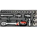 YATO YT-5537, Støpselsett, 1/2, Metrisk, 23 hoder, Krom-molybden-stål, 385 mm