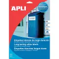APLI polyesteretiketter, 210x297mm, rektangulær, hvit, 20 ark.