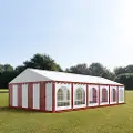 TOOLPORT 6x12 m partytelt, PVC-presenning, rød-hvit, med bunnramme