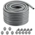 Vevor 25,4 mm (1 tomme) fleksibel væsketett elektrisk PVC-rør 30,5 m ikke-metallisk IP65