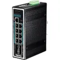 Trendnet TI-PG1284I - Switch - L2+ - Styrt - 8 x 10/100/1000 (PoE+) + 4 x Gigabit SFP - DIN-skinnemonterbar - PoE+ (240 W) - TAA-samsvar