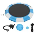 Vevor Oppblåsbar Vannhopper, 15 fot rekreasjonsvanntrampolin, Bærbar hoppeplattform med 3-trinns stige og elektrisk luftpumpe, Flytende hopperebounder for barn og voksne for basseng, innsjø, vannsport