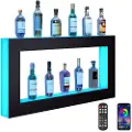Vevor LED-belyst flaskedisplay med brennevin, firkantet 48 tommer, opplyst barhylle med RF-fjernkontroll og appkontroll, 7 statiske farger, 1–4 timers timer, veggmontert akrylbelysningshylle for 24 fl