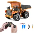 Vevor RC dumperleke, 9-kanals skala 1:18, fjernstyrt dumper, RC anleggsbilleke med metallramme og lys, 2 oppladbare batterier for småbarn, gutter og jenter fra 8 år
