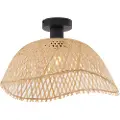 QAZQA Art Deco taklampe sort med naturbambus 40 cm - Alka