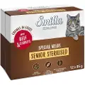 Smilla Senior Fresh Pouch Sterilised Snacks biter i saus med grønnsaker - Storfe og gulrøtter (24 x 85 g)