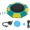 Vevor Oppblåsbar Vannhopper, 10 fot Rekreasjonsvanntrampolin, Bærbar Hoppeplattform med 3-trinns stige og elektrisk luftpumpe, Flytende Hoppebrett for Barn og Voksne for Basseng, Innsjø, Vannsport