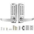 Vevor mekanisk nøkkelfri dørlås, mekanisk dørlås med 14 nøkler, mekanisk dørlås med tastatur og håndtak, dobbeltsidig rustfritt stål vanntett nøkkelfri portlås, for hjemmekontor/hage, sølvfarget