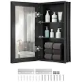 Vevor medisinskap, 14 x 24 tommer, medisinskap for bad med speil, veggskap med aluminiumsramme, justerbare hyller med to lag, innfelt og veggmontert installasjon