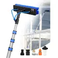 Vevor vannmatet stangsett, 6 m rengjøringsstang for solcellepaneler med uttrekkbart håndtak, 180° roterbart børstehode og 20 m slange, vindusvasker for husholdning og utendørs bruk, for solcellepanelt
